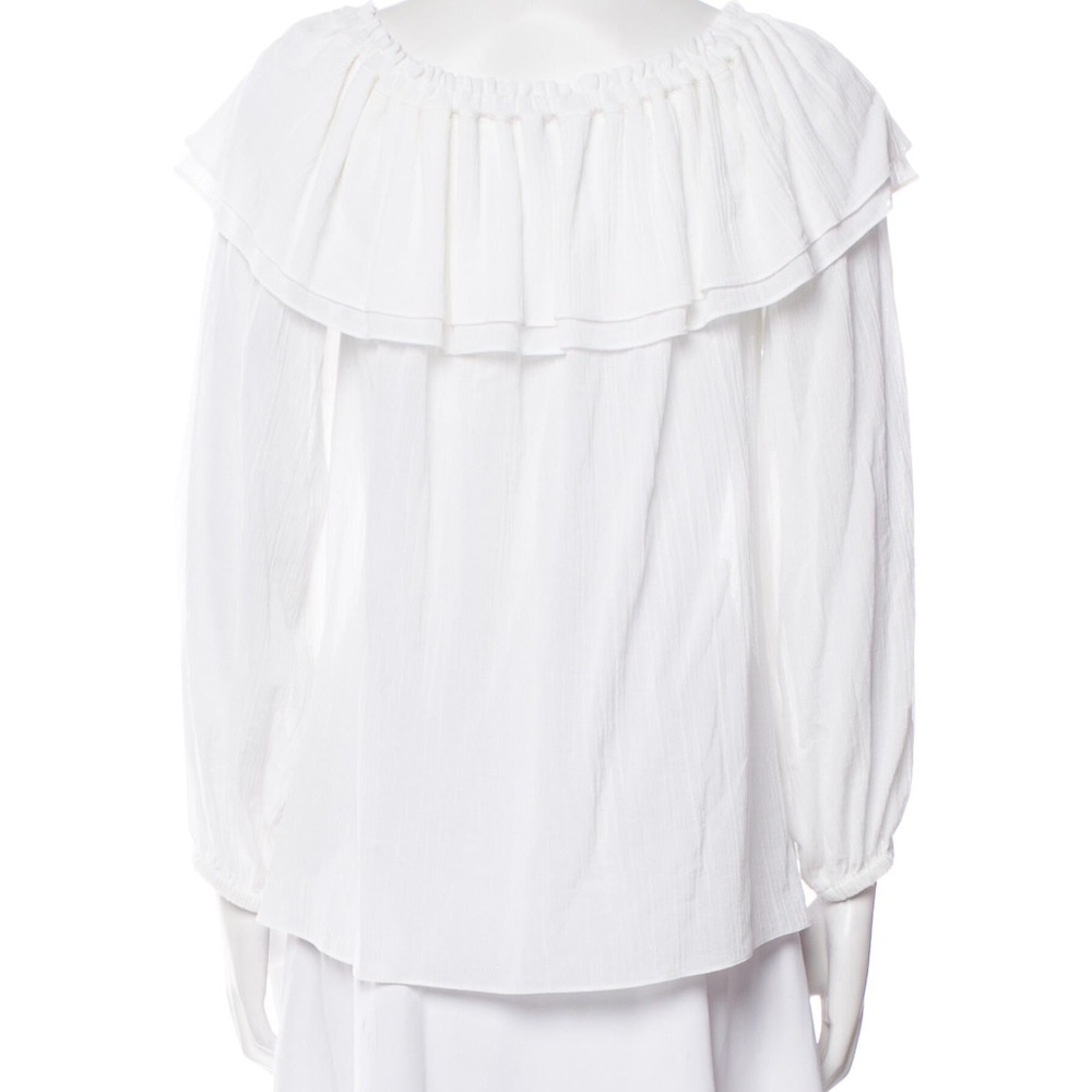 Nwt Michael kors White Ruffled scoop neck Women's Top size small - Picture 2 of 6